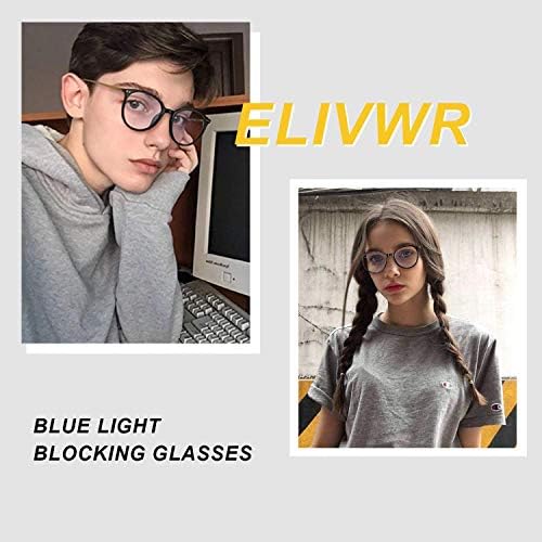ELİVWR yuvarlak Retro mavi ışık engelleme gözlük Anti mavi ışık gözlük kare gözlük